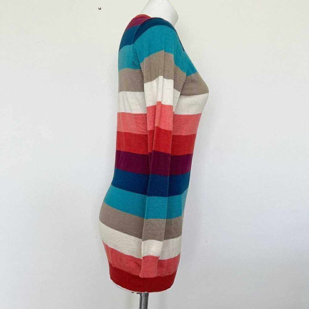 𝅺Vintage wool dress sweater SMALL pink blue Long Sleeve comfy cozy crew neck - Picture 7 of 14